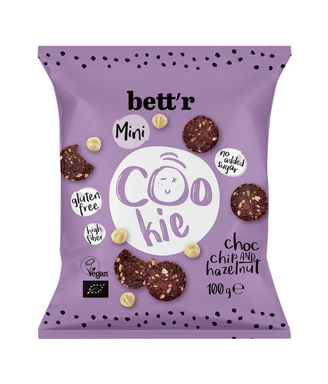 Βιολογικά μίνι μπισκότα Choc chip και φουντούκι