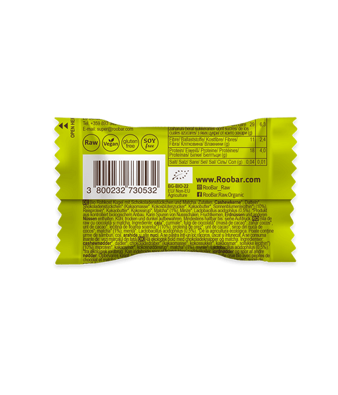 Μπάλα Bio Choc Chip &amp; Matcha με ζωντανές κουλτούρες