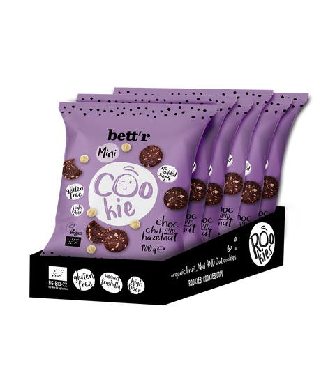 Βιολογικά μίνι μπισκότα Choc chip και φουντούκι